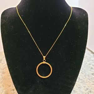 18k Real Gold Circle Pendant Necklace 25mm